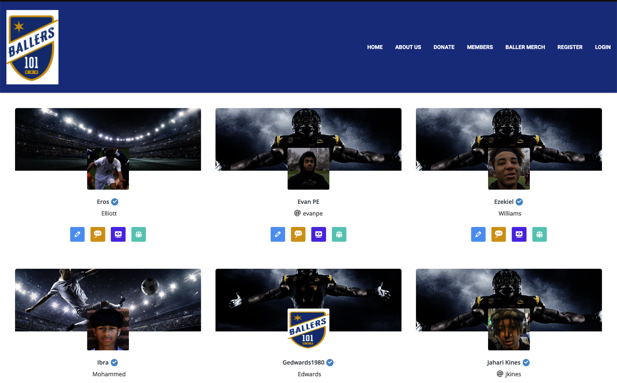 Ballers101 member portal profile system